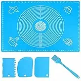 Annhao Tappetino da Forno in Silicone (70x50cm), Grande Stuoia di Rolling della Pasticceria del Silicone, Spianatoia per impastare, Riutilizzabile, Antiaderente, Resistente al Calore, Antiscivolo, Blu