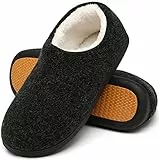 Mishansha Pantofole Uomo Memory Foam Ciabatte Uomo Invernali Pantofole da Casa Caldo Peluche Nero Gr.43