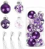 Palle di Natale Dipinte 6cm, XiXiRan 20 Pezzi Palline Albero di Natale, Addobbi Natalizi Palline per Albero, Set Palla di Natale, Albero di Natale Palla Decorazioni Albero Natale Scintillante (viola)