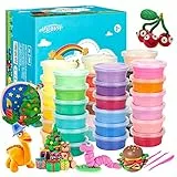 36 colori di argilla secca all'aria aperta Argilla di modellazione ultra leggera LCHM Magic Clay DIY Avvio Argilla con libretto di progetto e strumenti di modellazione Miglior compleanno per bambini