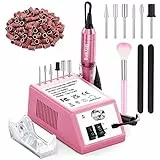 Diyang Fresa per Unghie Professionale 20000RPM, Lima Elettrica per Unghie Professionale 6 in 1 Punte Fresa Unghie, Fresa per Unghie Semipermanente, Fresa Unghie Manicure e Pedicure Kit（Rosa）