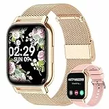 Popglory Smartwatch Uomo Donna, 2 cinturini Orologio Chiamate e Whatsapp, Contapassi Assistente Vocale, Orologio Digitale 24H Cardiofrequenzimetro, Pressione Sanguigna SpO2 Sonno, Regalo Android iOS