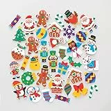 Baker Ross FE765 Adesivi di Schiuma di Natale - Confezione da 200, Adesivi per Bambini, Ottimi per Fare Biglietti e Scrapbooking