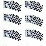 50 Pezzi Bandiere Bianco e Nero a Manovella Bandiera a Scacchi con Bastoncini di Plastica Bandiere da Corsa per la Festa, Parate, Giochi di Calcio, Decorazioni Striscione per Auto da Corsa F1