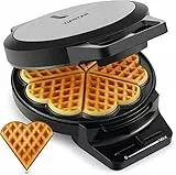 Tiastar Classico Waffle Maker a Forma di Cuore, Macchina Waffle Elettrico, Vassoio da Forno Antiaderente, Piastra per Waffle da 1000 W, Acciaio Inossidabile, Controllo Della Temperatura Regolabile
