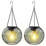 KagoLing Lanterne Solari da Esterno, 2 Pezzi Lampada Solare da Giardino in metallo IP65 Impermeabile Lampada da esterno per da Esterno Giardino Natale Feste Camera da Letto Decorazioni (Bianco caldo)