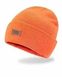 Levi's Classico Berretto Invernale a Maglia con Fodera in Pile, per Uomo e Donna, Arancione Fluo Solido, Taglia Unica Unisex-Adulto