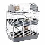 Ferplast Gabbia per Conigli Gabbia per Piccoli Animali BARN 100 DOUBLE, 3 Piani, Tetto Apribile, Accessori e Adesivi Inclusi, 95 x 57 x h 121 cm