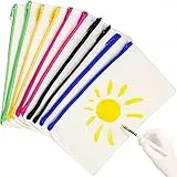 Geesui 10Pz Borse Cosmetica in Tela Fai da te Astuccio in Tela Bianca Astuccio Portamatite Borsa Trucco da Viaggio con Cerniera per Cosmetici, Penne, Forniture per Ufficio, Borse per la Conservazione
