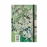 Kaos Agenda Settimanale 2023 - 12 mesi con Planner - Medium 13x21 cm - Per Casa, Ufficio, Università - Copertina Rigida, Elastico piatto, Segnalibro, Angoli arrotondati - Van Gogh - Vaso di Rose