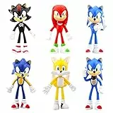 BESTZY Soonic Mini Figurine, 6 Pezzi Soonic Torta Decorazione, Cake Topper Cartoon Bambola Figure Modello Decorazione Compleanno Decorazioni Torta per Bambini Theme Party Supplies