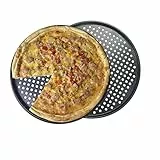 Teglia per Pizza da 36cm con fori - Teglia per pizza perforata - Confezione da 2 pezzi - Teglia in acciaio al carbonio - Stampo antiaderente per pizza