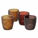 Boltze Set di 4 portacandele decorativi in vetro