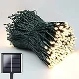 NEXVIN Luci Esterno Solare 20M 200 LED Catena Luminosa Esterno Solare Impermeabile, 8 Modi, Luci Natalizie da Esterno Energia Solare Decorative per Albero Giardino Natale Patio (Bianco Caldo)