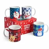 THE TWIDDLERS 4 Pezzi Set Regalo di Tazze Natalizie con Scatola, 340ml - Adatto al Microonde - Regalo per Famiglia e Amici