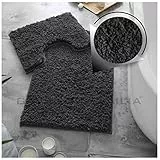 GC GAVENO CAVAILIA Set di 2 tappetini da bagno antiscivolo, super assorbenti, ad asciugatura rapida, lavabile in lavatrice, colore nero (50 x 80 cm, 50 x 40 cm)