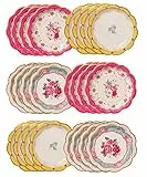 Talking Tables Piatti Carta Vintage Floreali | Confezione da 24 Piatti Colorati | Truly Scrumptious | Piatti Usa e Getta | Decorazioni Compleanno | (17cm), Rosa