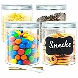 LG Luxury & Grace Set 4 Contenitori Alimentari in Polietilene per Cucina, 0,70L (12x10cm). Barattoli in Plastica Ricaricabili con Coperchio a Vite in Alluminio per Conservare Pasta, Legumi. Senza BPA.