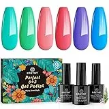 Smalto Semipermanente, Kastiny 9PCS Gel Unghie UV LED, con Base e Top Coat, Kit Manicure Smalti per Unghie Caramelle Verde Blu