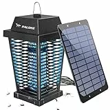 PALONE Solare Lampada Antizanzare Elettrica, Ricaricabile Zanzariera Elettrica 2600mAh/4500V USB C UV Lampada Zanzare con 7,5W/5V Pannello Solare & Cavo 3,6M Type-C per Esterno Interno