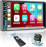 Autoradio 2 Din Compatibile con Apple CarPlay, Android Auto e Assistente Vocale,Schermo HD da 7 Pollici con Bluetooth/Backup Camera(Free)/USB/Charge Port/SWC/AV In/Mirror Link/AMFM RDS Car Radio