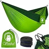 Vivibel Amaca da Campeggio, Amaca da Viaggio carico 300 kg, 275 x140 cm, Materiale Paracadute in Nylon Traspirante e ad Asciugatura Rapida, 2 x Moschettoni, 2 x Corde in Nylon, per Giardino, Viaggio