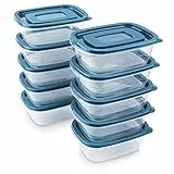 EFISH Set da 10 di scatole rettangolari in plastica per porzioni con coperchi. per alimenti, uso per scuola, lavoro e viaggi, (500 ml)