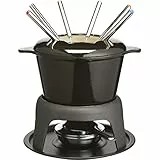 MasterClass Set per Fonduta in Ghisa per Cioccolato, Formaggio, Carne, 21 x 18cm, Nero