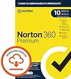 Norton 360 Premium 2024, Antivirus per 10 dispositivi, Licenza di 1 anno con rinnovo automatico, PC, Mac, tablet e smartphone, Codice d'attivazione via email