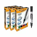 BIC Velleda - Pennarelli per lavagna cancellabili a secco, punta conica larga, colori assortiti, 3 confezioni da 4