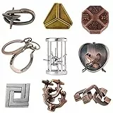 Holzsammlung 9pcs Rompicapo Metallo, Giochi Rompicapo Gioco Intelligenza, Rompicapi Giocattoli Educativo Metal IQ Puzzle Rompicapo Giocattolo Regalo per Adulti Adolescenti