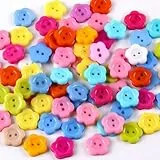 SUQ Bottoni Assortiti, Bottoni per Fai da Te, 100pcs Bottoni in Plastica, 12.5mm 2-Fori Bottoni Colorati a Forma di Fiore, per Cucito/Sostituzione/Maglieria/Artigianato Fatto a Mano