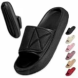 Geweo Ciabatte Donna Nuvola Piscina Uomo Pantofole Sandali Doccia Bagno Unisex Casa Antiscivolo EVA Morbidi Spesso Inferiore Nero 40/41EU