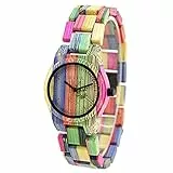 BEWELL Vigilanza di legno delle donne fatte a mano Quarzo analogico Orologio di bambù colorato leggero 105DL (mescolare-colore 1)