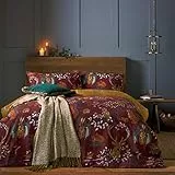 furn., Set copripiumino, motivo fauna della foresta, in cotone e poliestere, colore ruggine, per letto king size
