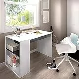 Dmora - Scrivania Grigna, Scrittoio multiuso da ufficio o cameretta, Tavolo da studio lineare con scaffali, 115x50h74 cm, Bianco e Antracite