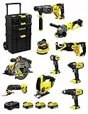 STANLEY FatMax Kit SVK1001 (SFMCH900 + SFMCG400 + SFMCD711 + SFMCF800 + SFMCS500 + SFMCS600 + SFMCW220 + SFMCS300 + SFMCE500 + SFMCL020 + 3 Batterie 4,0 Ah + Caricabatteria + Caddy 3in1)