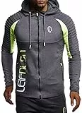 Leif Nelson Giacca Uomo con Cappuccio Uomo per Sport e Fitness Felpa Slim Fit LN-8288 Antracite Giallo XX-Large