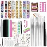 SAMISO Nail Art Design Set Kit,96pcs Kit per Nail Art,Strumenti per Nail Art con 15pz Nail Art Pennelli,5pz Dotting Pen,strass per unghie colorati per Unghie Arte,Unghie Decorazione