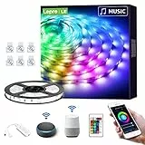 LE Striscia LED RGB WiFi [2.4 GHz], 5 Metri, Smart Striscia LED con Musica, Compatibile con Alexa & Google Home, 16 Milioni Colori Dimmerabili, Striscia Luminosa per casa, cucina, festa, TV, ecc.