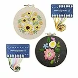2 Pezzi Kit di Ricamo per Principianti, Set per Ricamo a Punto Croce, Kit per Ricamo a Punto Croce di Piante con Motivi Floreali, con Schema, Istruzioni, per Il Cucito Artistico Fai Da Te