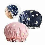2 Cuffie Da Doccia A Doppio Strato Margherita, Cuffie Da Doccia Per Capelli Riutilizzabili, Cuffie In Plastica Impermeabili Per Capelli Lunghi, Corti E Ricci