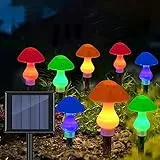 GuKKK Luci Solari Giardino, 8 LED Fungo Lampade da Giardino Solare Impermeabile Solare, Impermeabile IP65 Luci Solari per Giardino, 8 Modalità Luci Esterno Energia Solare, per Giardino Prato Cortile