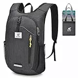 SKYSPER Zaino Pieghevole 10L, Zainetto Ultra Leggero Richiudibile Zaino Hiking Salvaspazio per Trekking Viaggi Brevi Escursioni Ciclismo, Ishe10ii-Nero