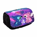 Astuccio Pencil Case Stitch Astuccio Grande capacità Animati Astuccio per Matite per Ufficio per Studenti Adolescenti Ragazzi Bambini Casa Ufficio Scuola(C)