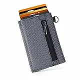 GUGGIARI® MicroWallet – Mini Porta Carte Credito Uomo con Porta Monete, Portacarte e Tasca Esterna con Chiusura Magnetica - Portafoglio Donna Slim con Anello per Borsa (Grey - Oxford)