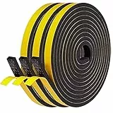 15m Nastro Sigillante Autoadesivo in Gomma, 6 mm x 3 mm, NAVK Paraspifferi per Porte Finestre Bagno Doccia Portiera Della Macchina, Anti Freddo, Rumore e Collisione- Nero (5 m x 3 Rotoli)