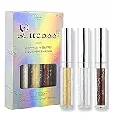 Lucoss Ombretto Liquido Occhi, Lustro Matalic Make Up Eyes con Glitter e Bagliore Impermeabile (A101+103+107)