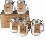 Set di 6-100% di candele di soia Vegan in mini vasetti decorativi da muratore 4 oz/120mL organici, stoppino di puro cotone senza piombo, luci fino a 26 ore + tempo di combustione per ogni candela