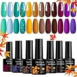 LILY'CUTE 12 Colori Smalto Semipermanente per Unghie Autunno Inverno Scuro Giallo Marrone Viola, 7ml Soak off UV Gel per Manicure, Regalo